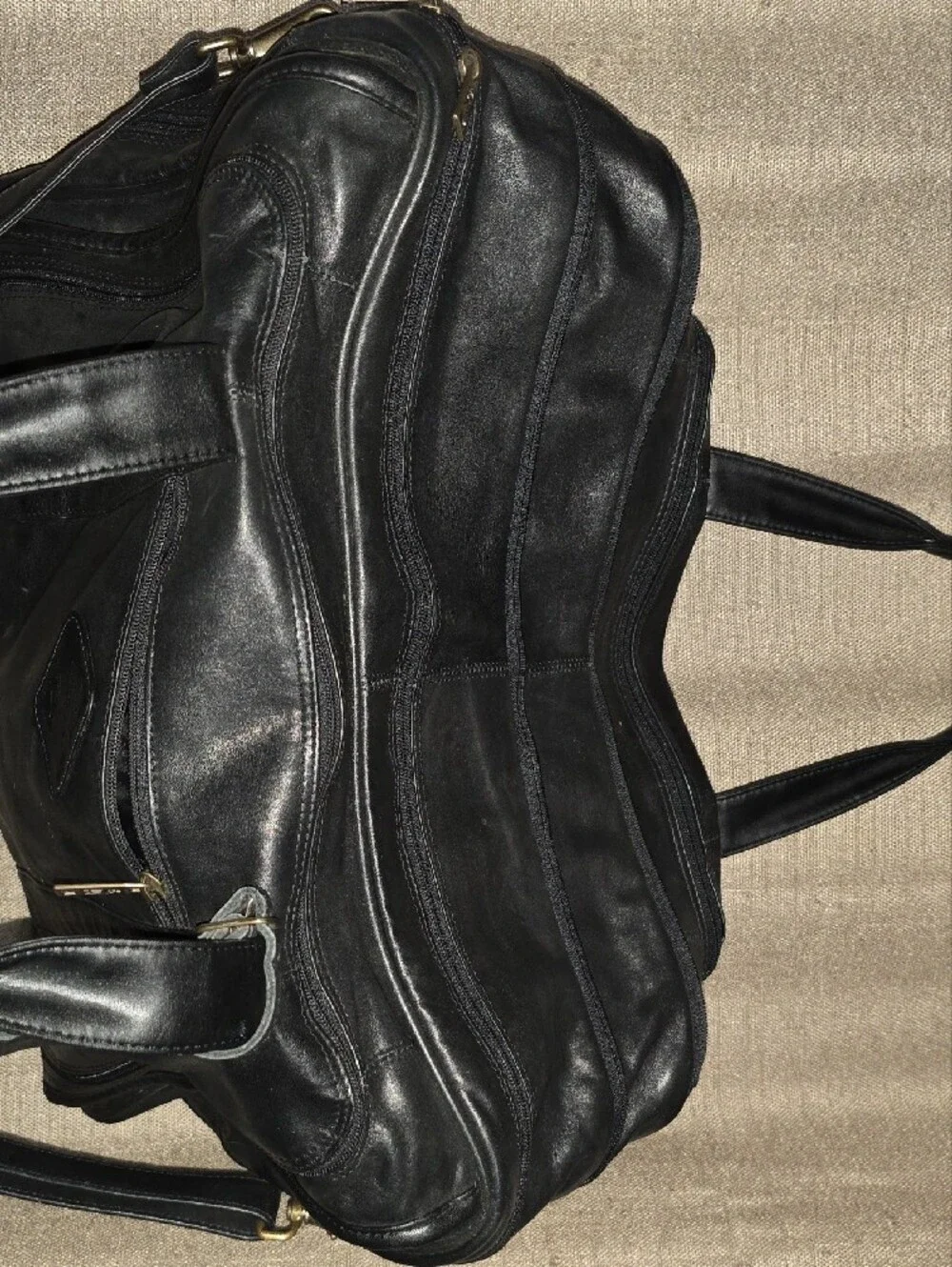 CARLO AMBOLDI Black Leather Travel Duffel Bag - Men